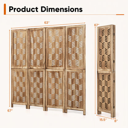 4-Panel Room Divider with Wave Cutout in Paulownia wood by DirectDeals on Tampa Home & Garden Store