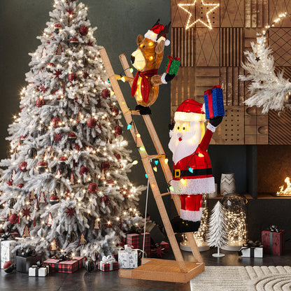 5.5 Feet Christmas Lighted Reindeer and Santa on Ladder with 100 LED Lights, DirectDeals on Tampa Home & Garden Store