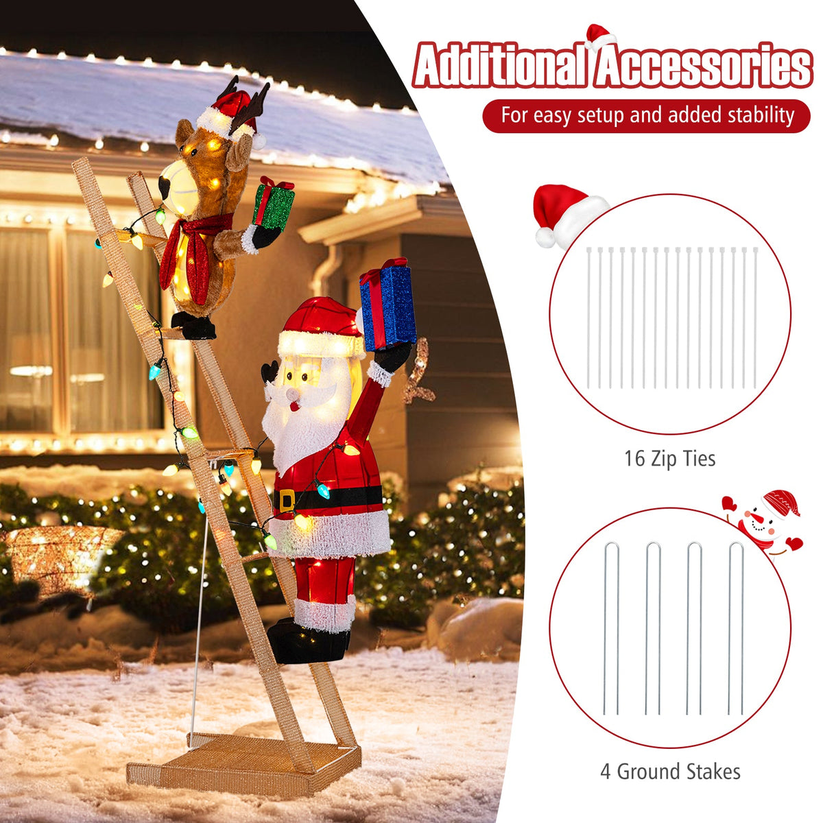 5.5 ft Christmas lighted reindeer and Santa on ladder with 100 LEDs DirectDeals on Tampa Home & Garden Store