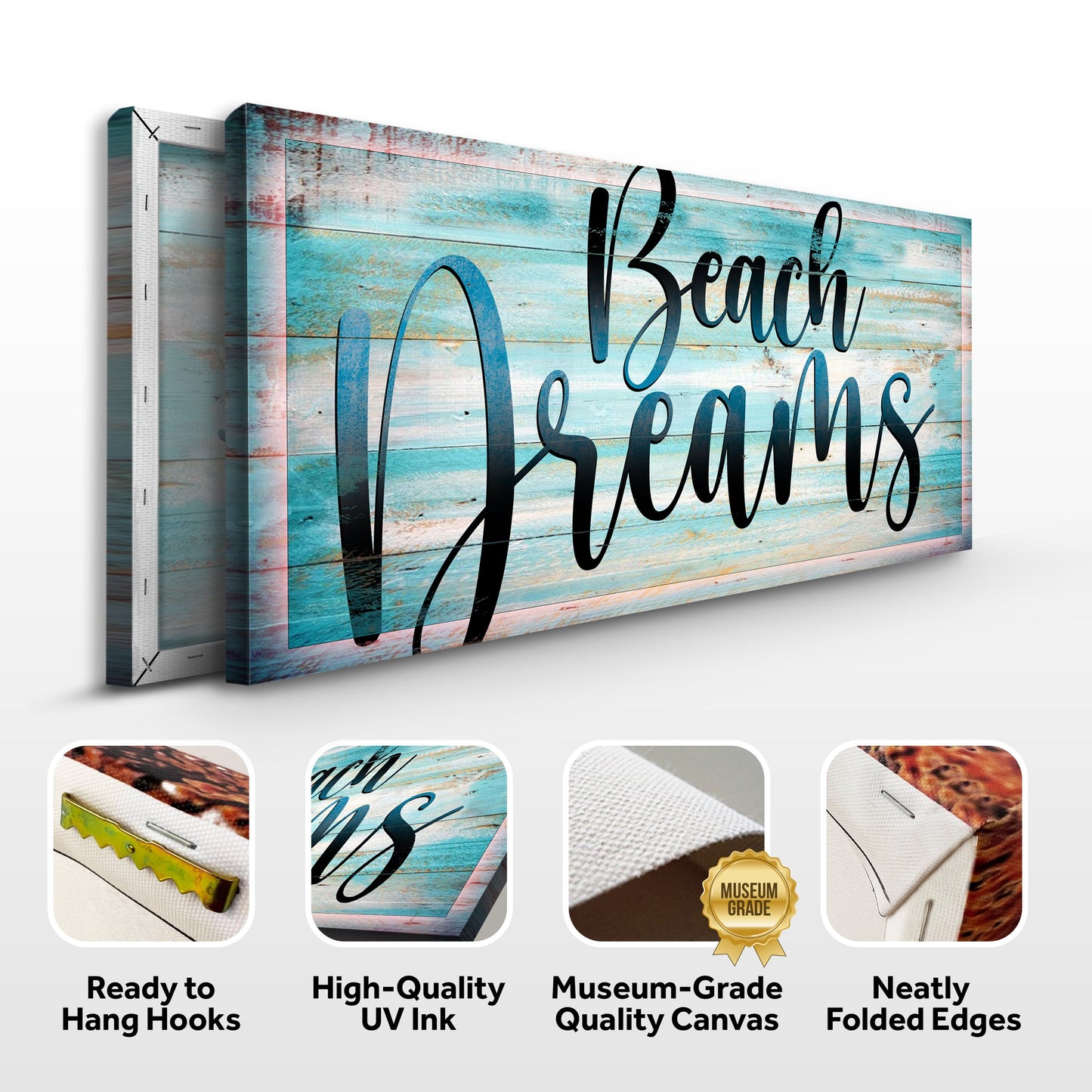 Beach Dreams Sign II canvas crafting by Tailored Canvases on weathered turquoise wood planks on Tampa Home & Garden Store