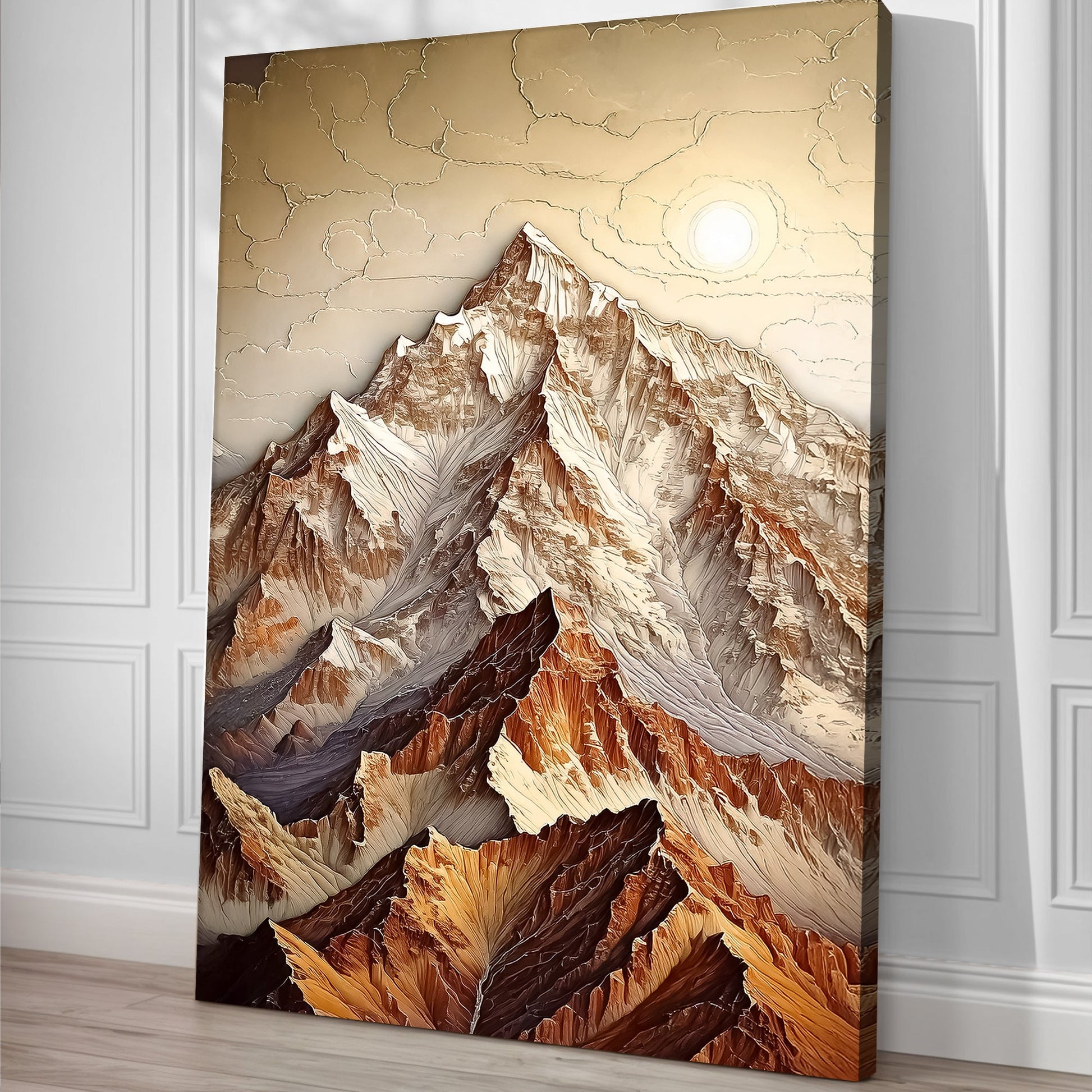3D Minimalist Mountain Canvas by Tailored Canvases, brown earth-toned crafting canvas wall art on Tampa Home & Garden Store