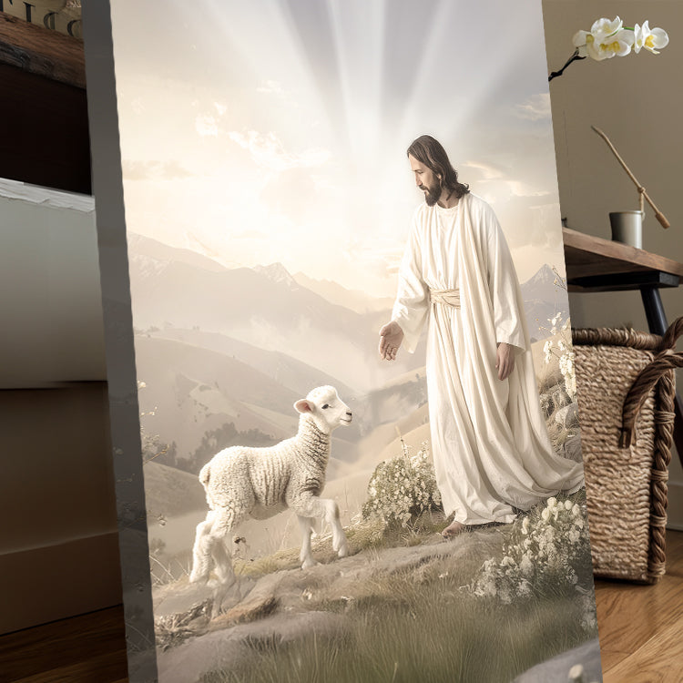 Jesus Protects The Lamb From Wolves Faith Wall Art XII canvas by Tailored Canvases lamb on Tampa Home & Garden Store