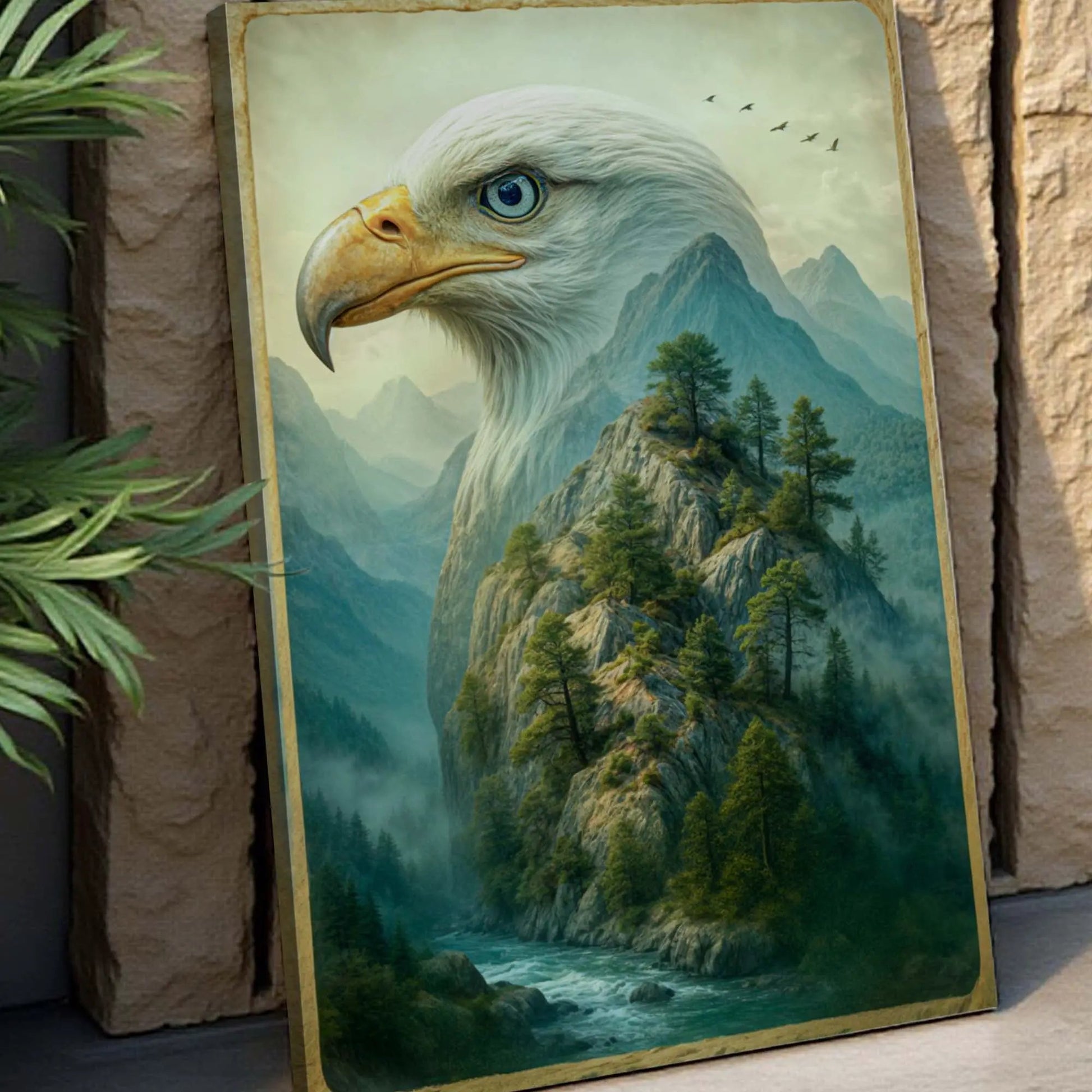 Canvas Eagle Over The Canyon Double Exposure Tailored Canvases with eagle and canyon scene on Tampa Home & Garden Store