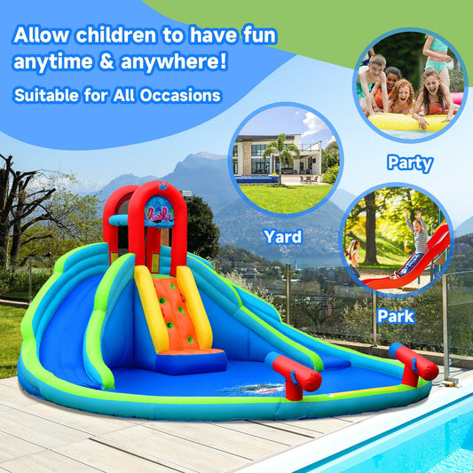 Inflatable Waterslide Bounce House with Upgraded Handrail without Blower - Tampa Home & Garden Store