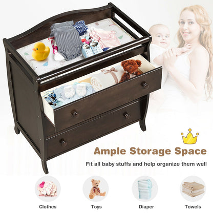 Baby Changing Table Infant Diaper with 3 Drawers and Safety Belt