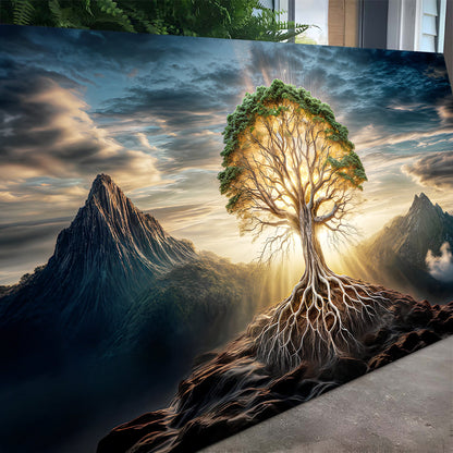 Burning Bush - Faith Wall Art VIII canvas featuring a glowing tree amid a dramatic sunset sky on Tampa Home & Garden Store