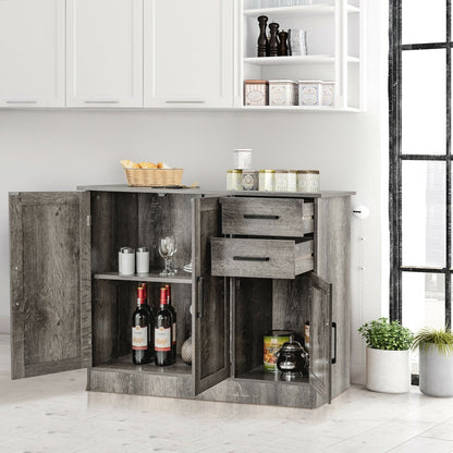 Mueble aparador con almacenamiento tipo buffet y 2 cajones para cocina - Gris