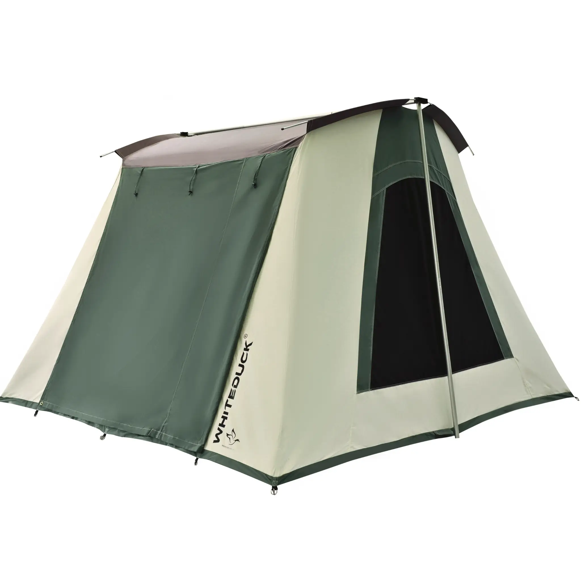 10'x10' Prota Canvas Tent by White Duck Outdoors in green and beige canvas with aluminum poles on Tampa Home & Garden Store