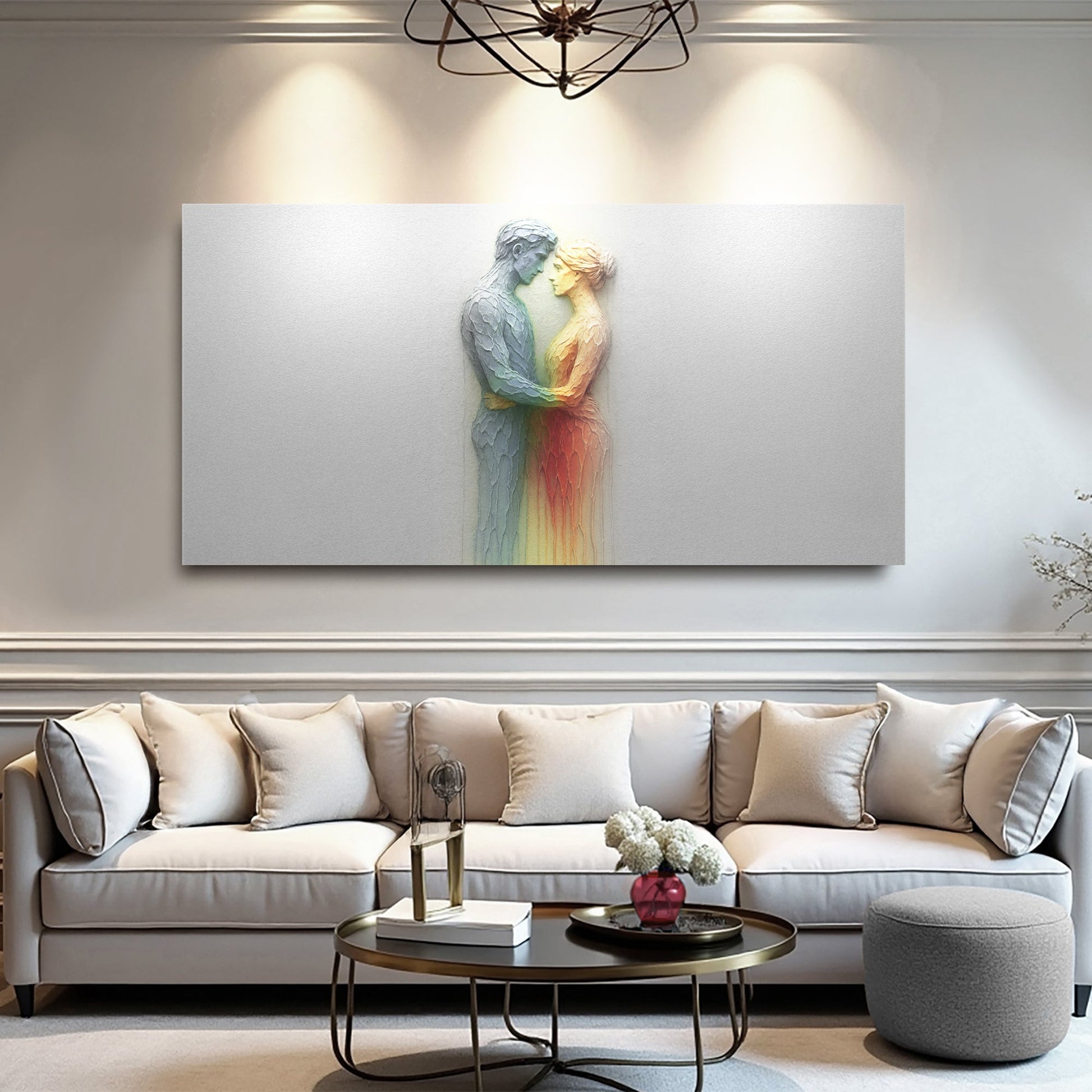 Canvas Find Romance Abstract Wall Art by Tailored Canvases, rainbow couple relief sculpture on Tampa Home & Garden Store