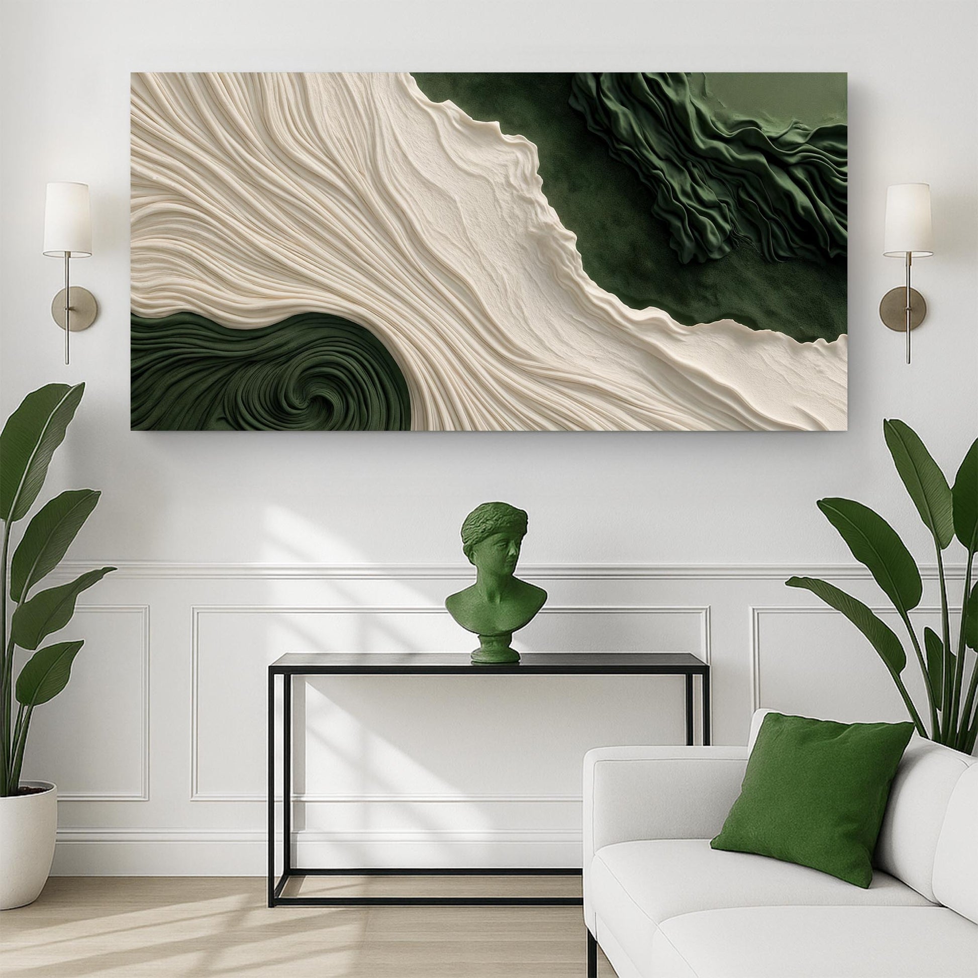 Green Rivers Abstract Wall Art XI canvas by Tailored Canvases cream green flowing patterns on Tampa Home & Garden Store