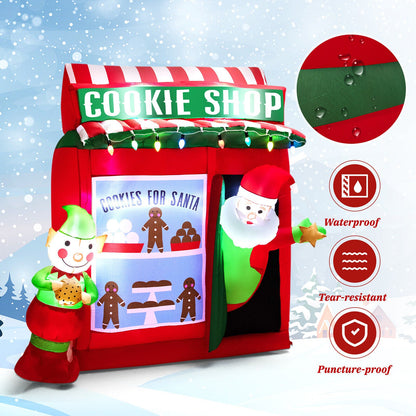 6.3 ft Inflatable Gingerbread Cookie Shop with Santa by DirectDeals, red and green lights on Tampa Home & Garden Store