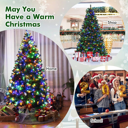 7.5 ft DirectDeals pre-lit artificial spruce Christmas tree with 550 multicolor lights in home display on Tampa Home & Garden Store