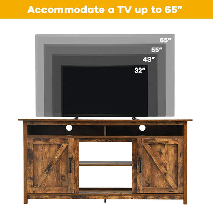 Mueble para TV Industrial de 60" con estantes y armarios, color marrón