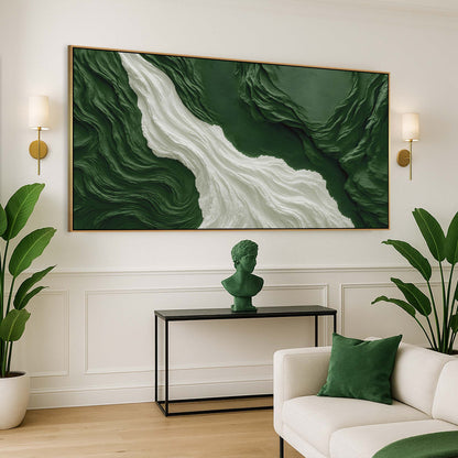 Green Rivers Abstract Wall Art canvas with flowing river pattern in wood frame on Tampa Home & Garden Store