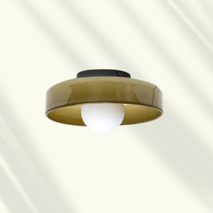 Modern LED Ceiling Light Moktan Sabai with brass gold ring and white globe on Tampa Home & Garden Store