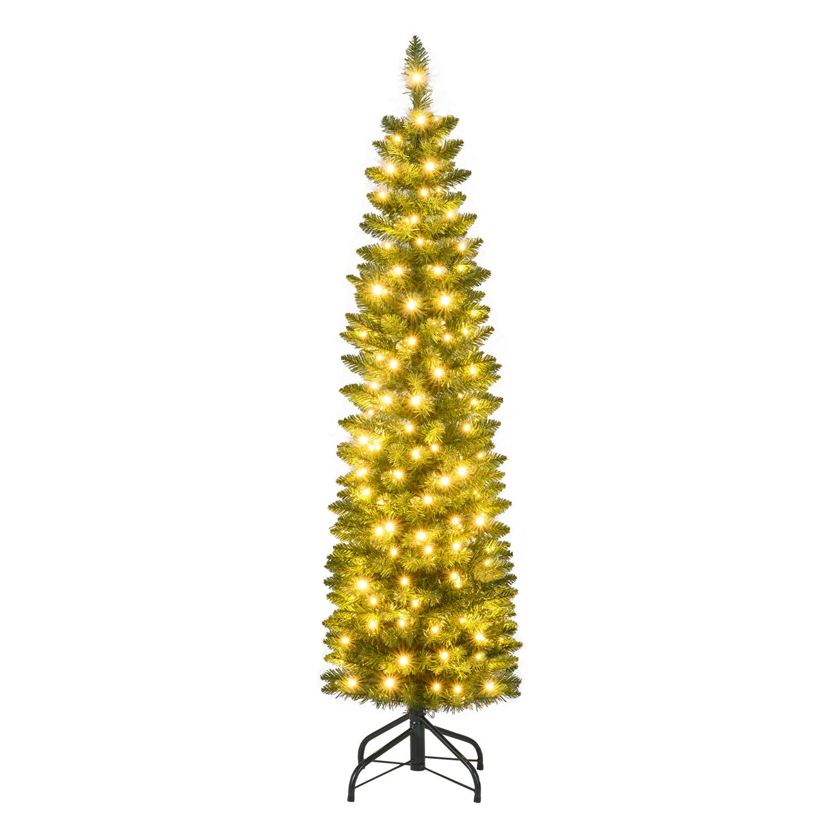DirectDeals 5–9 ft pre-lit pencil artificial Christmas tree with warm white LEDs on metal stand on Tampa Home & Garden Store