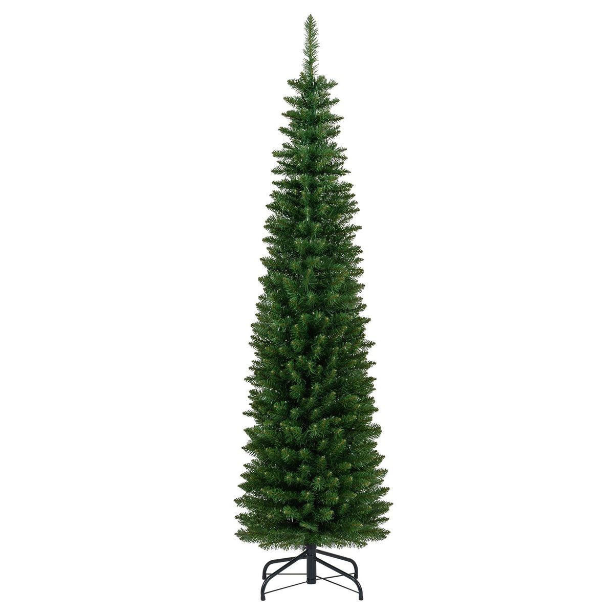 DirectDeals pencil artificial Christmas tree pre-lit with warm white LED lights on metal stand on Tampa Home & Garden Store