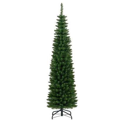 DirectDeals pencil artificial Christmas tree pre-lit with warm white LED lights on metal stand on Tampa Home & Garden Store
