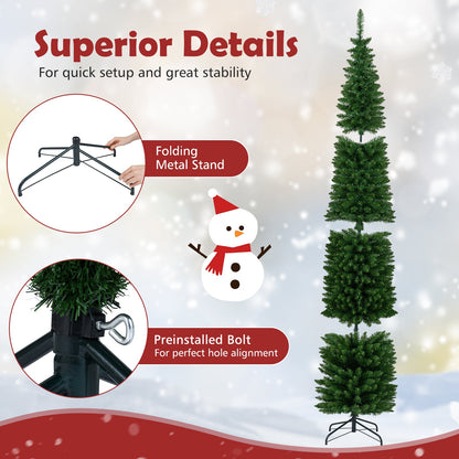 Pre-lit pencil artificial Christmas tree 5/6/7/8/9 ft with warm white LEDs and folding stand on Tampa Home & Garden Store