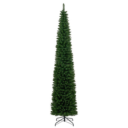 Pencil Christmas tree, DirectDeals pre-lit slim green artificial tree with metal stand on Tampa Home & Garden Store