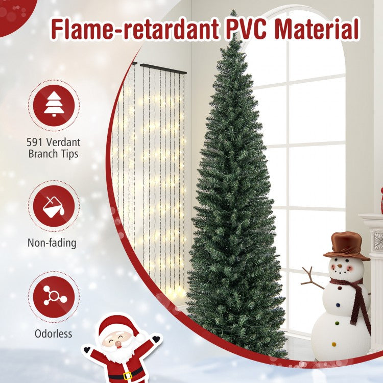 DirectDeals 5/6/7/8/9 ft pre-lit pencil artificial Christmas tree with up to 400 warm white LEDs on Tampa Home & Garden Store