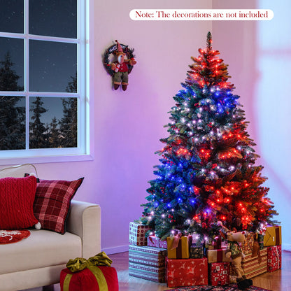 5/6/7/8 ft DirectDeals artificial Christmas tree with multicolor LED lights in a living room on Tampa Home & Garden Store