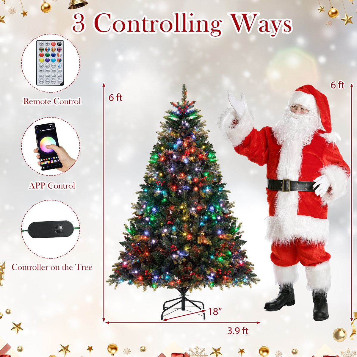 5/6/7/8 ft artificial Christmas tree DirectDeals with LED lights remote app control on Tampa Home & Garden Store