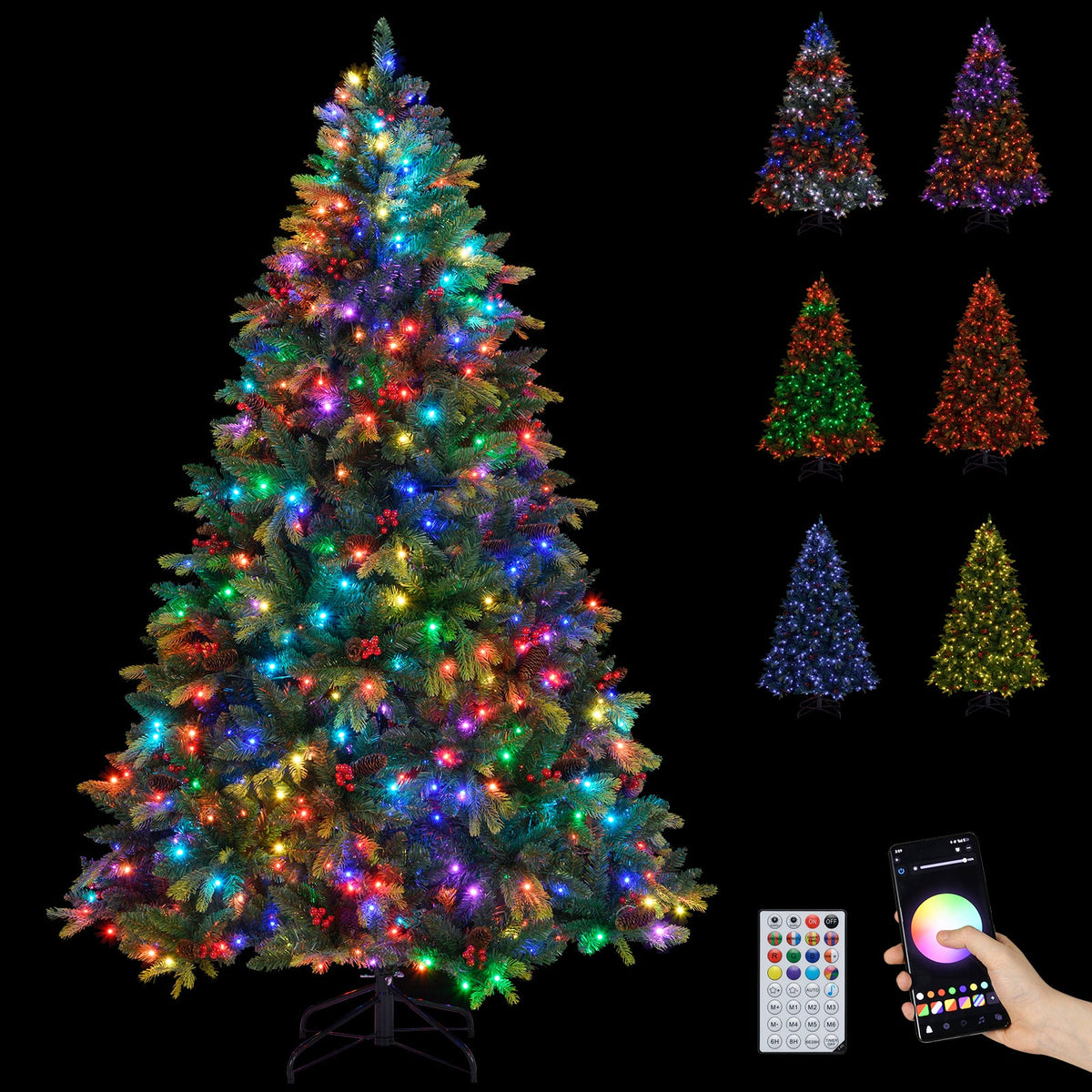 DirectDeals artificial Christmas tree 5/6/7/8 ft with colorful LED lights and remote APP control on Tampa Home & Garden Store
