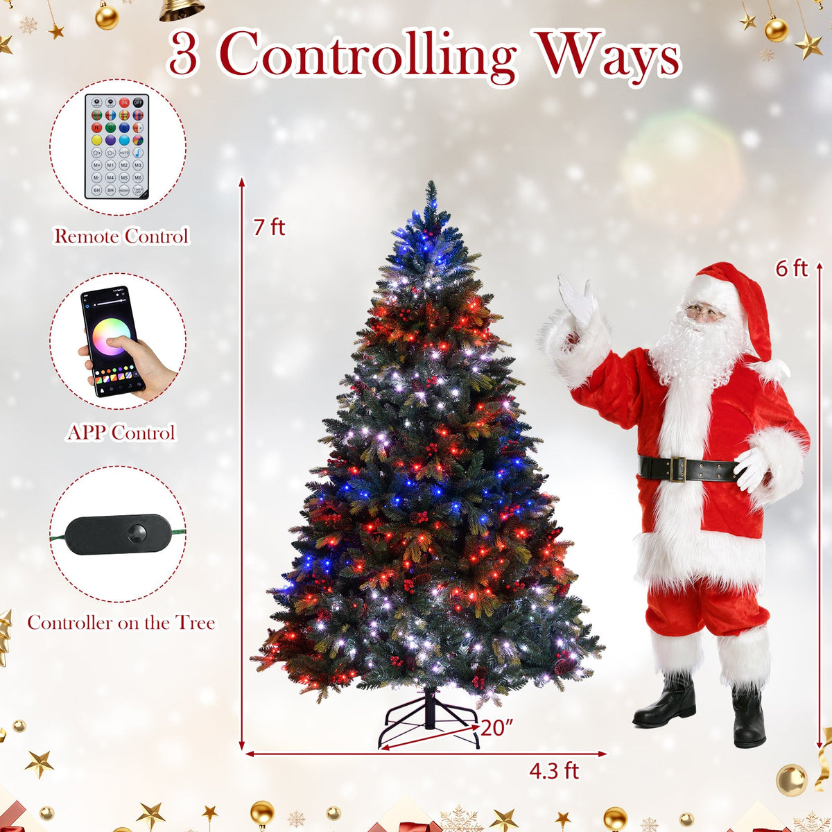 DirectDeals 7 ft artificial Christmas tree with multicolor LED lights, remote and app control on Tampa Home & Garden Store