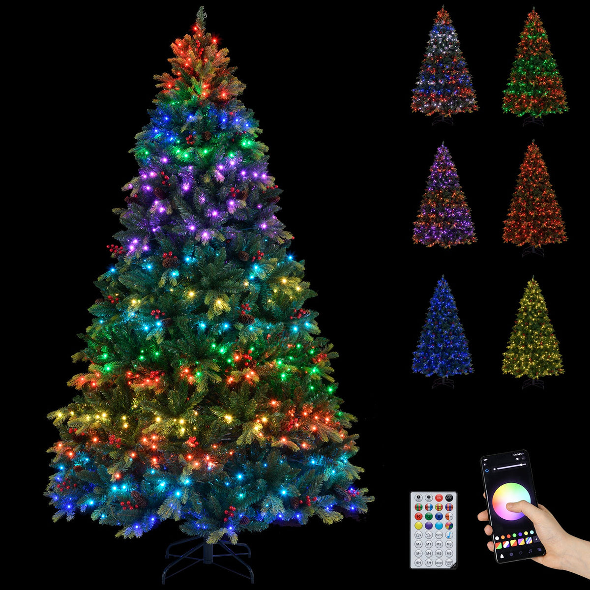 DirectDeals 5/6/7/8 ft artificial Christmas tree with LED lights and remote APP control on Tampa Home & Garden Store