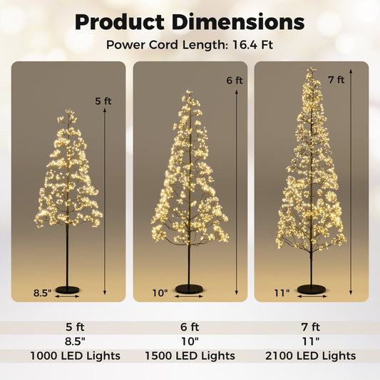 5/6/7 FT Lighted Alpine Tree with Warm White Light LED Lights Pre-lit Artificial Cedar Tree with Weighted Base - Tampa Home & Garden Store