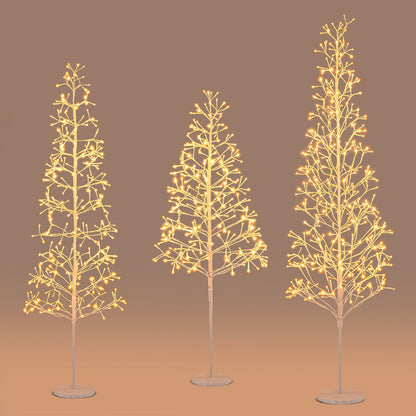5/6/7 FT Lighted Birch Tree Pre-lit Twig Tree with 240/320/456 Warm White Light LED Lights