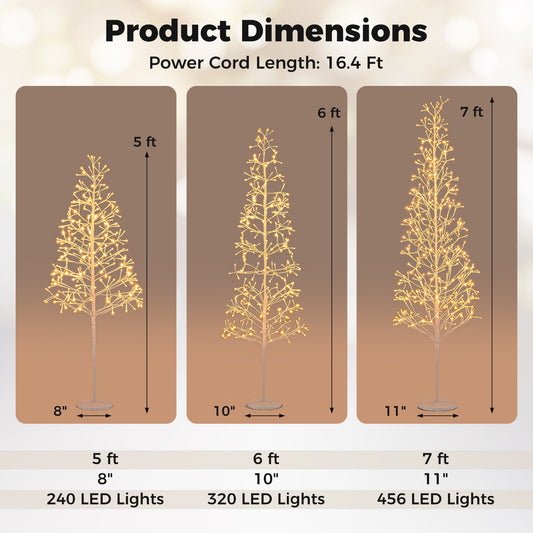 5/6/7 FT Lighted Birch Tree Pre-lit Twig Tree with 240/320/456 Warm White Light LED Lights - Tampa Home & Garden Store