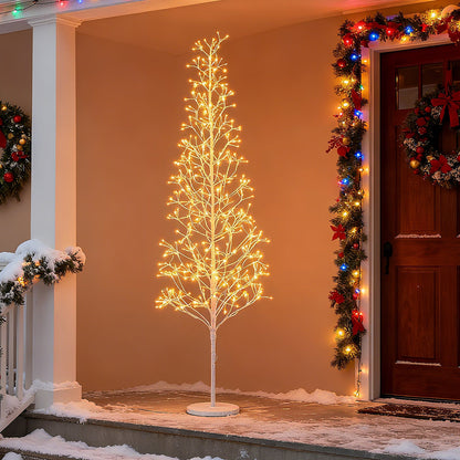5/6/7 FT Lighted Birch Tree Pre-lit Twig Tree with 240/320/456 Warm White Light LED Lights