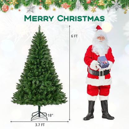 5/6/7 Feet Artificial Christmas Tree Hinged Xmas Tree with 7 Lighting Modes