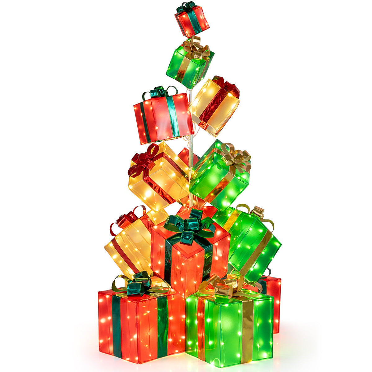 15 pcs lighted Christmas gift boxes with bowknot and 483 LEDs, red, green, gold, DirectDeals on Tampa Home & Garden Store