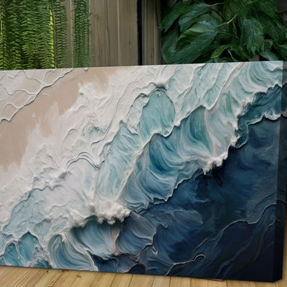 Crashing Coastal Waves Wall Art canvas by Tailored Canvases in teal blue ocean textures on Tampa Home & Garden Store