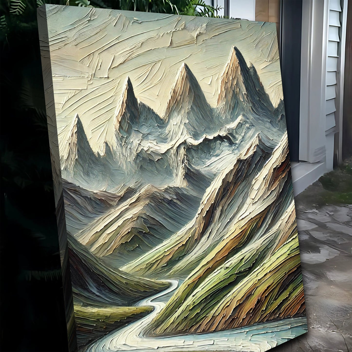 Canvas Abstract Mountain River Landscape II by Tailored Canvases Crafting Canvas in blues on Tampa Home & Garden Store
