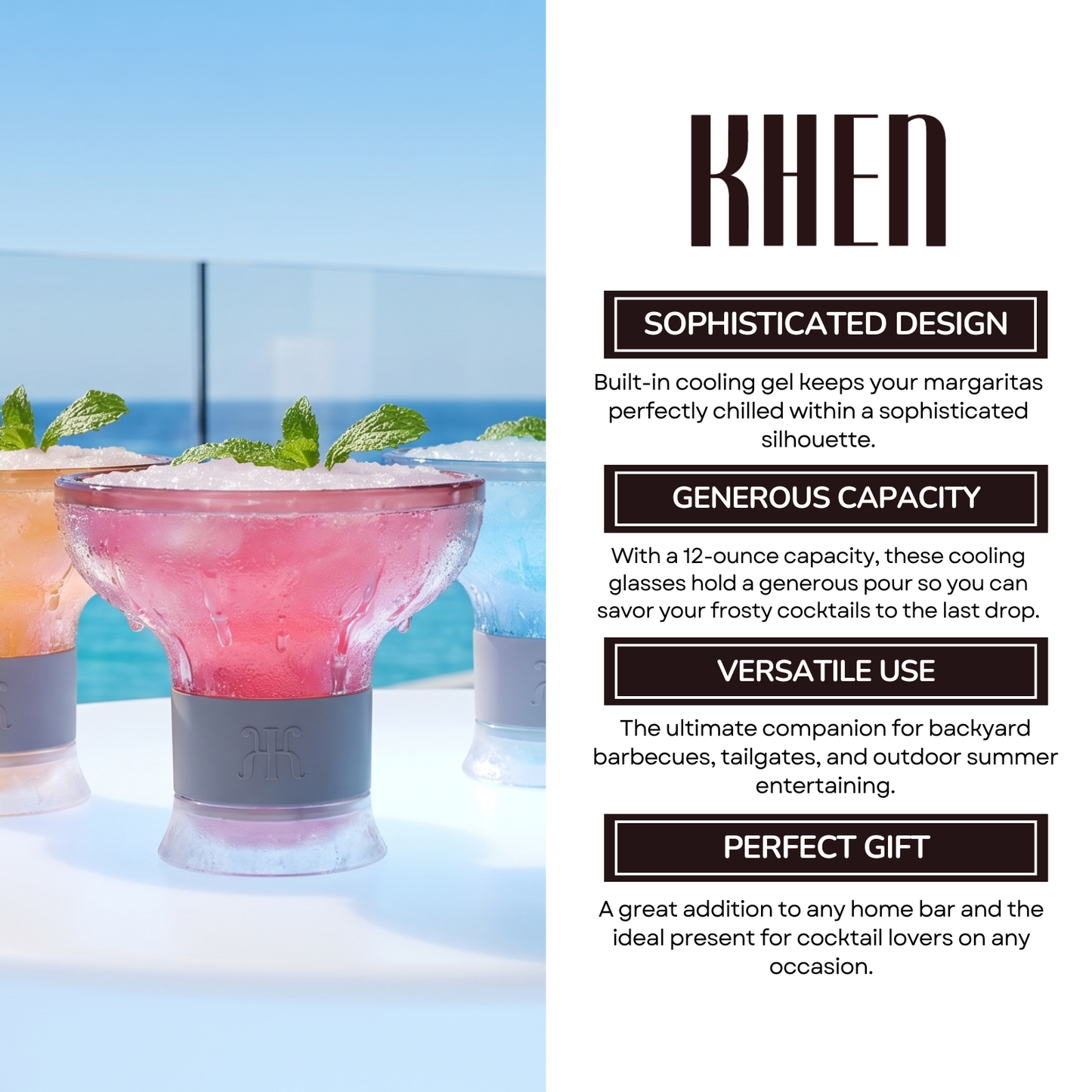 Eze Acrylic Frozen Margarita Glasses Set of 4