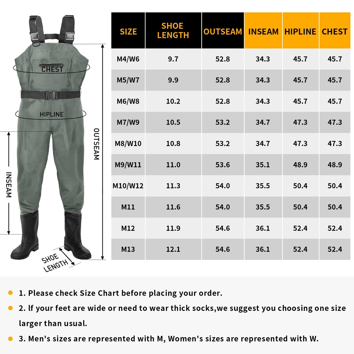 Chest Waders with Boots by Dikasun Outdoor, grey bootfoot waders for men and women on Tampa Home & Garden Store