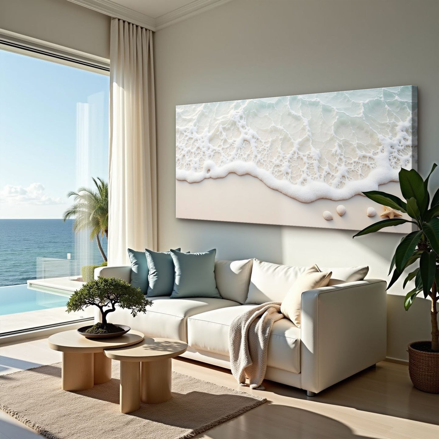 Serene Ocean Wave Coastal Wall Art canvas by Tailored Canvases in turquoise foam tones on Tampa Home & Garden Store
