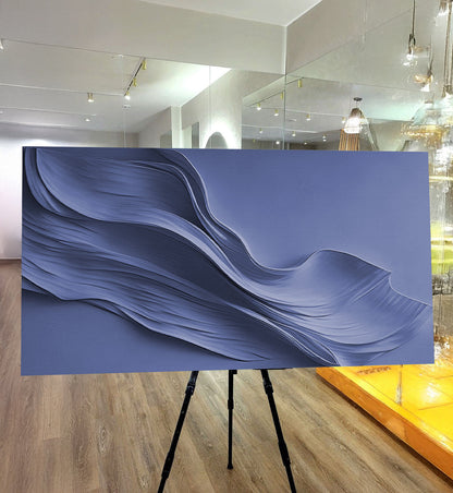 Midnight Navy Minimalist Wall Art Canvas with blue abstract wave design on Tampa Home & Garden Store