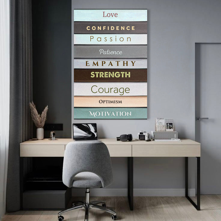 Shelf To Life Motivational Wall Sign canvas by Tailored Canvases with pastel blocks and words on Tampa Home & Garden Store