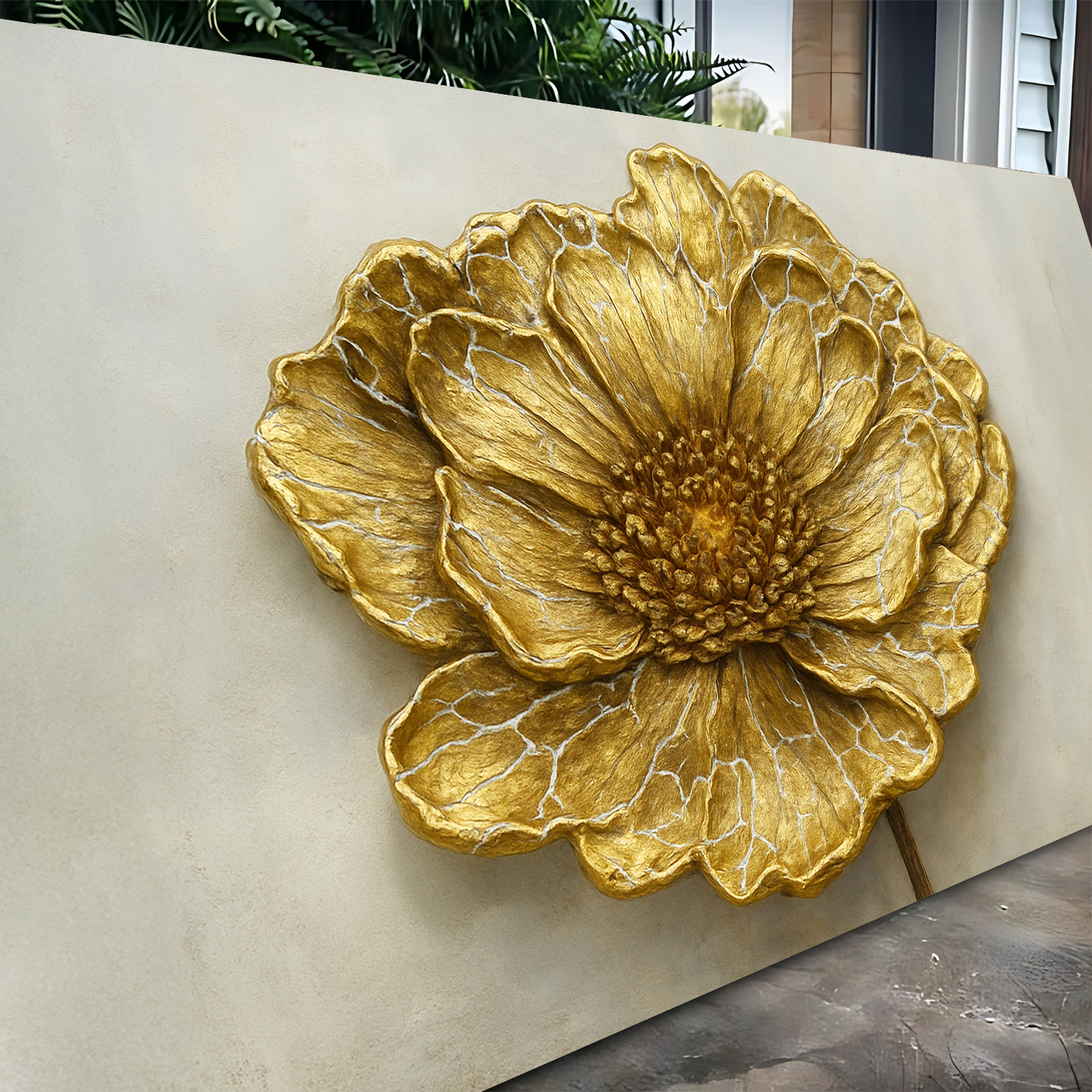 Golden Dandelion Minimalist Abstract Wall Art VI canvas by Tailored Canvases, gold flower on Tampa Home & Garden Store
