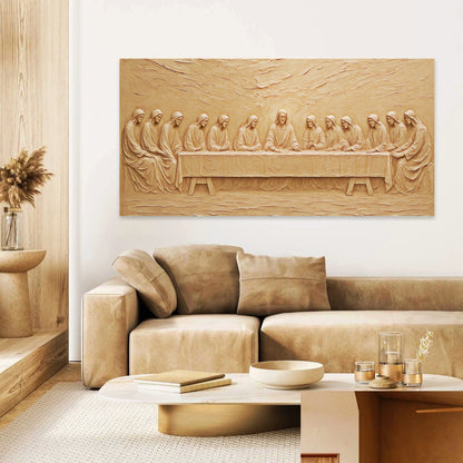The Last Supper Minimalist Faith Wall Art canvas beige relief by Tailored Canvases on Tampa Home & Garden Store