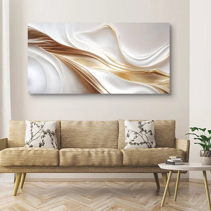 White and gold abstract canvas wall art by Tailored Canvases crafting canvas on Tampa Home & Garden Store