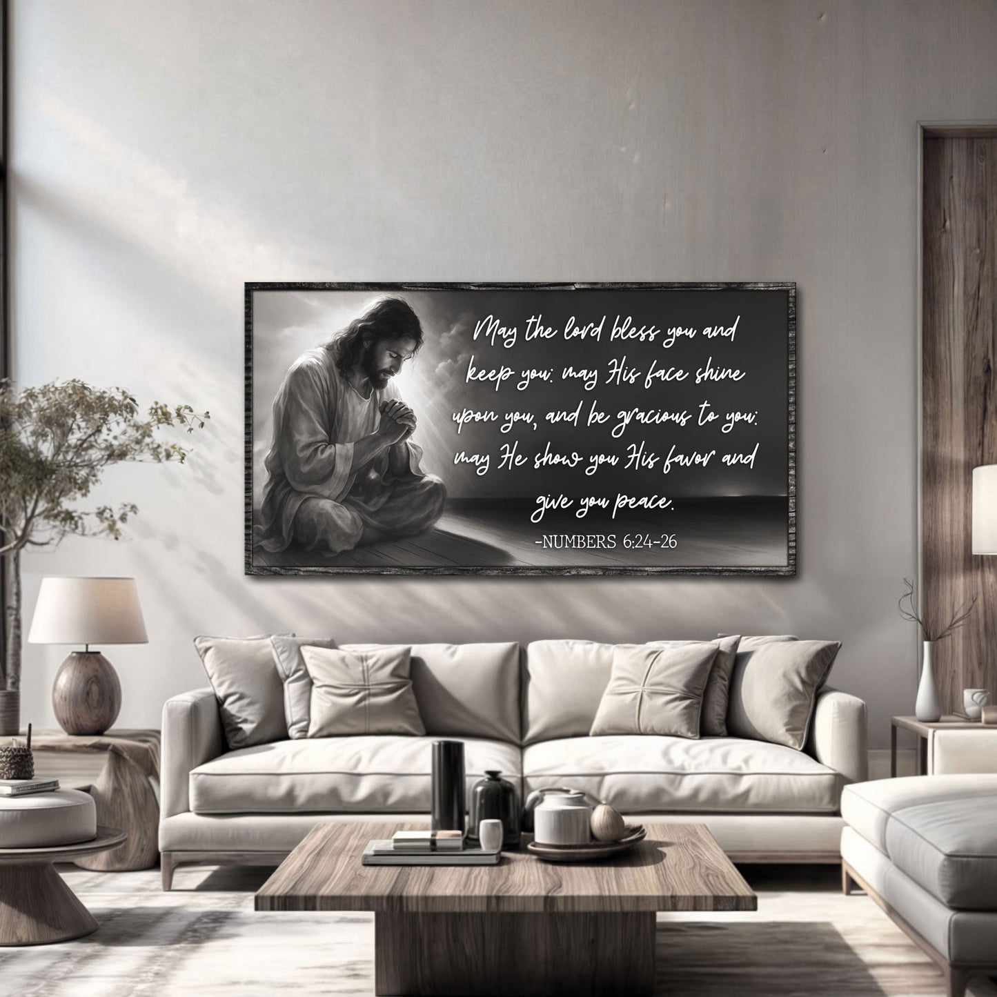 Canvas Numbers 6:24-26 Faith Sign II by Tailored Canvases in grayscale scripture on Tampa Home & Garden Store
