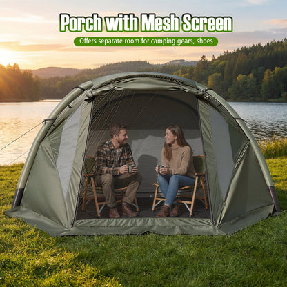 GemGear 5-7 Person Inflatable Camping Tent with Screened Porch Green two campers on Tampa Home & Garden Store