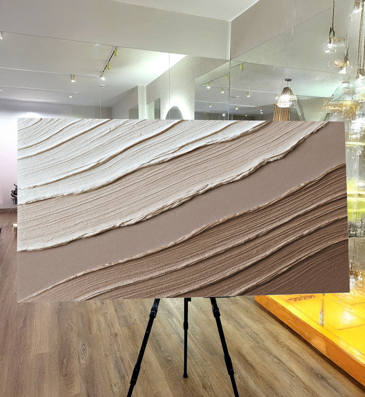 Minimalist Wall Art II canvas by Tailored Canvases with cream to taupe textured layers on Tampa Home & Garden Store