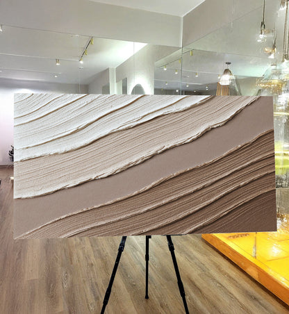 Minimalist Wall Art II canvas by Tailored Canvases with cream to taupe textured layers on Tampa Home & Garden Store